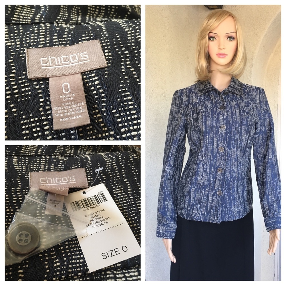 NWT Chico’s blue women’s jacket size 0